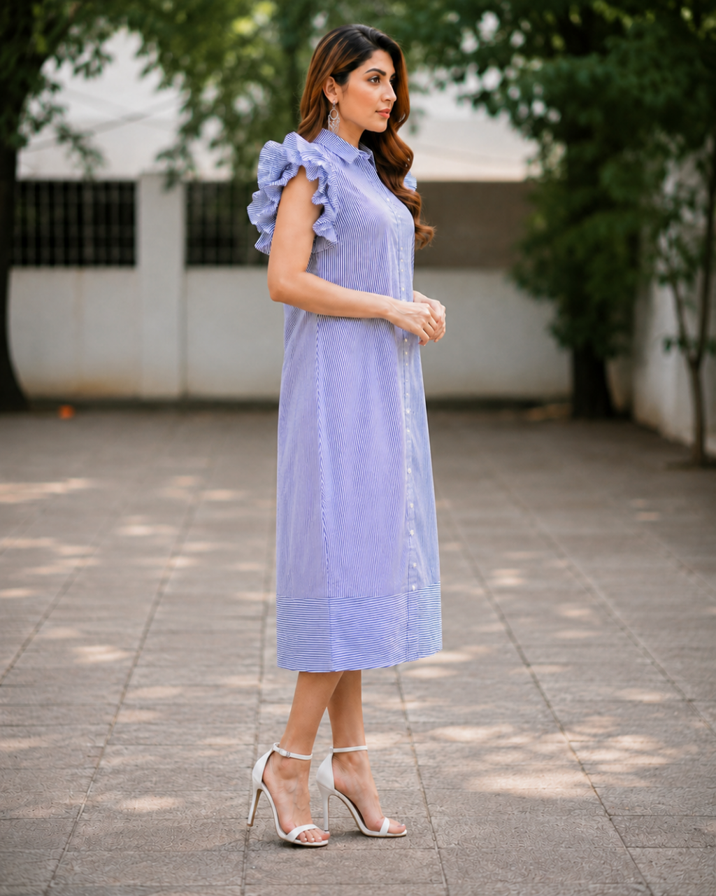 Mira Stripe Ruffle Dress