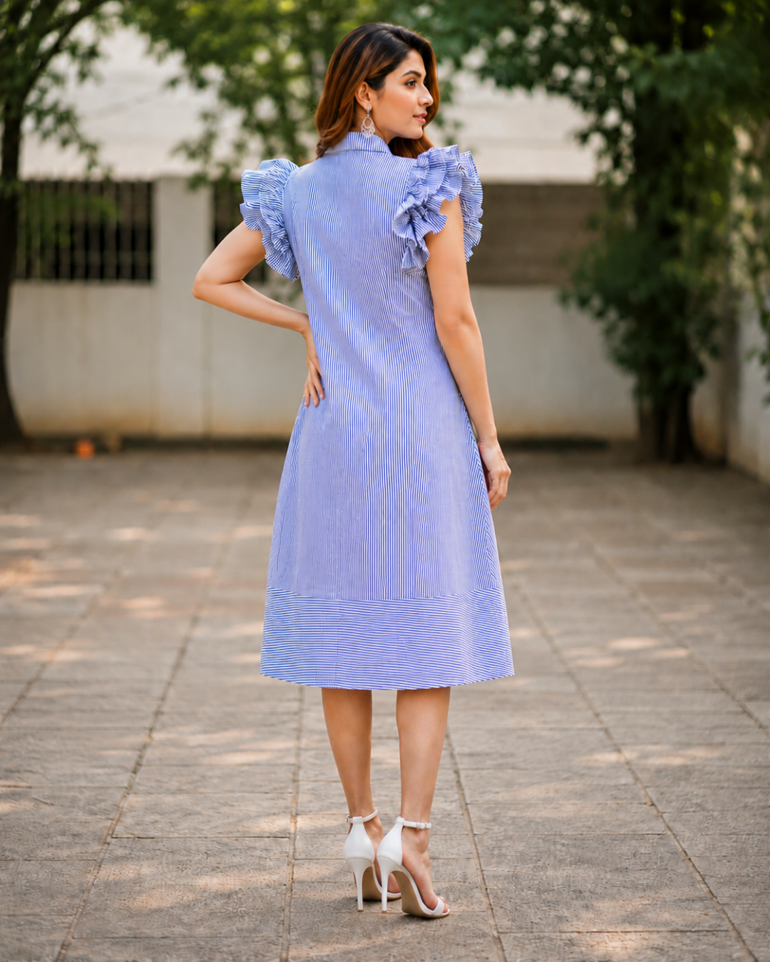 Mira Stripe Ruffle Dress