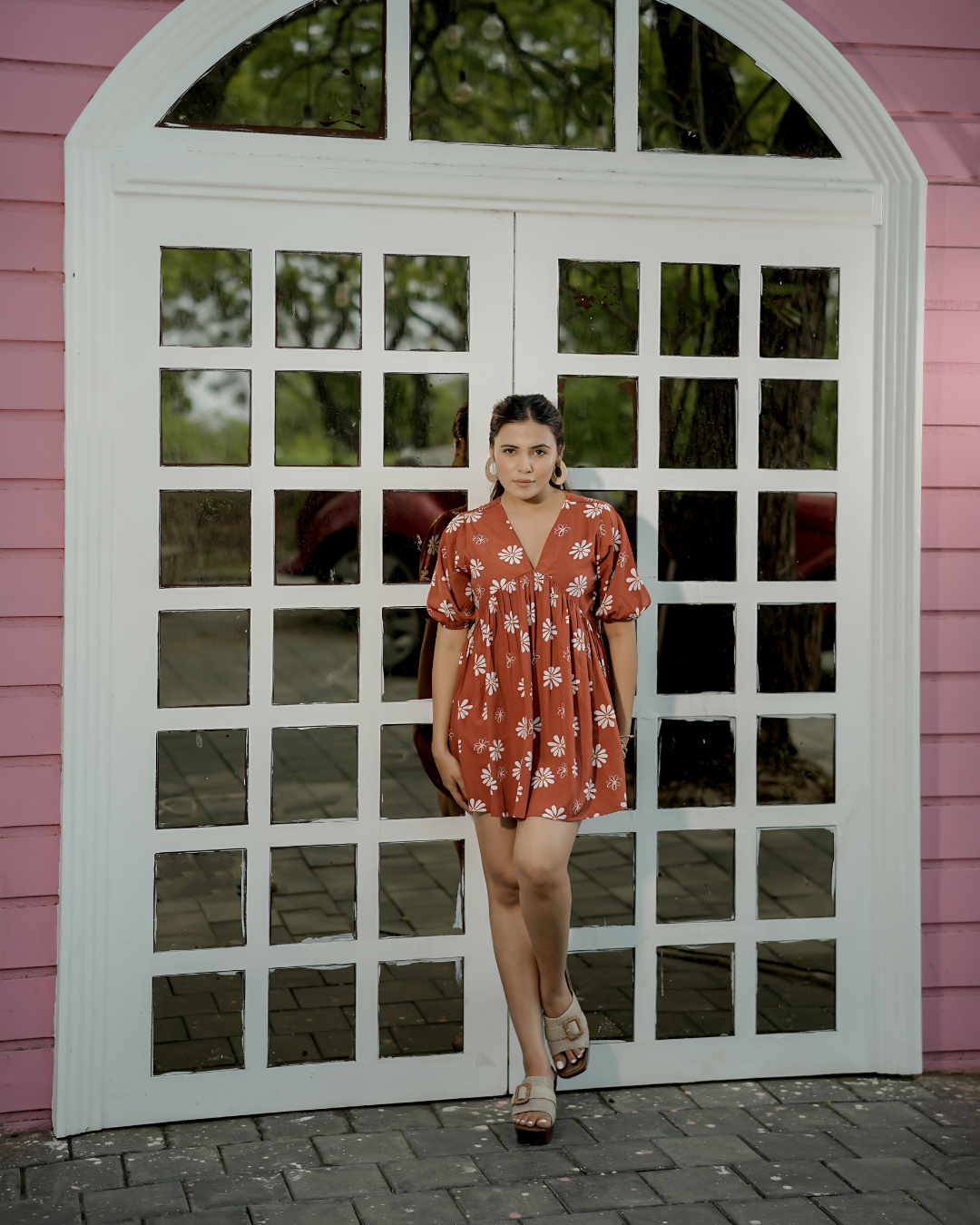 Rust Floral Mini Dress