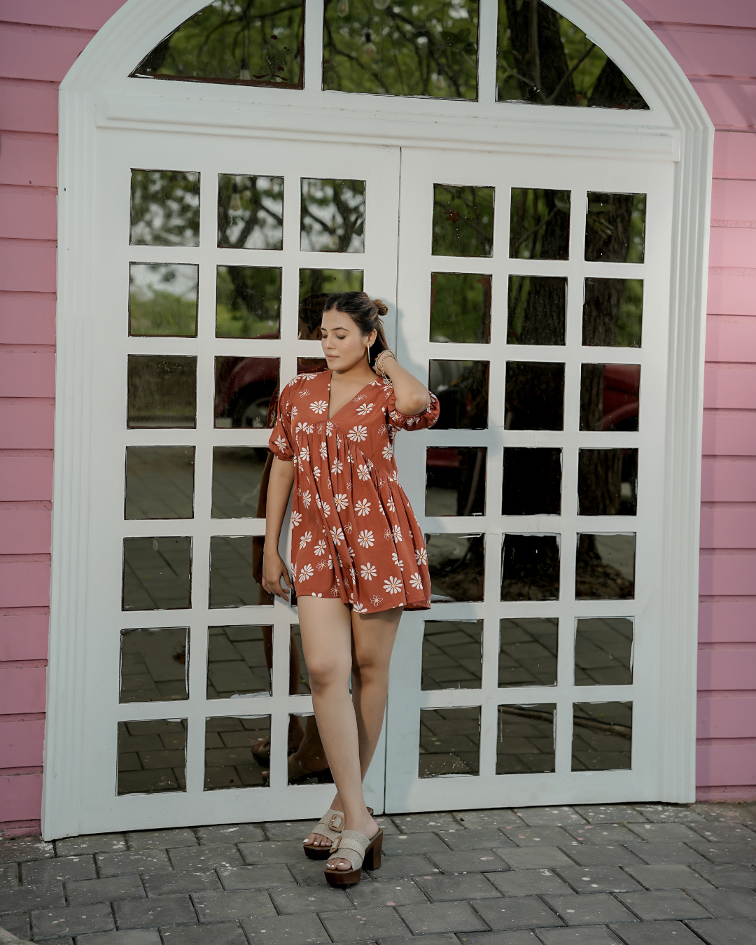 Rust Floral Mini Dress
