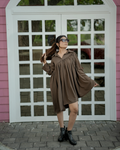 Mocha Gathered Mini Dress