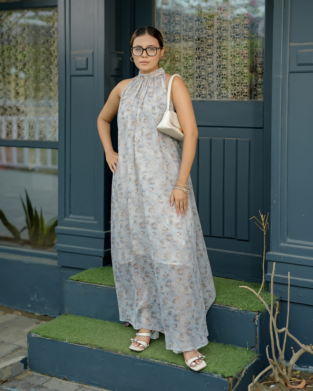 Ethereal Bloom Halter Maxi Dress