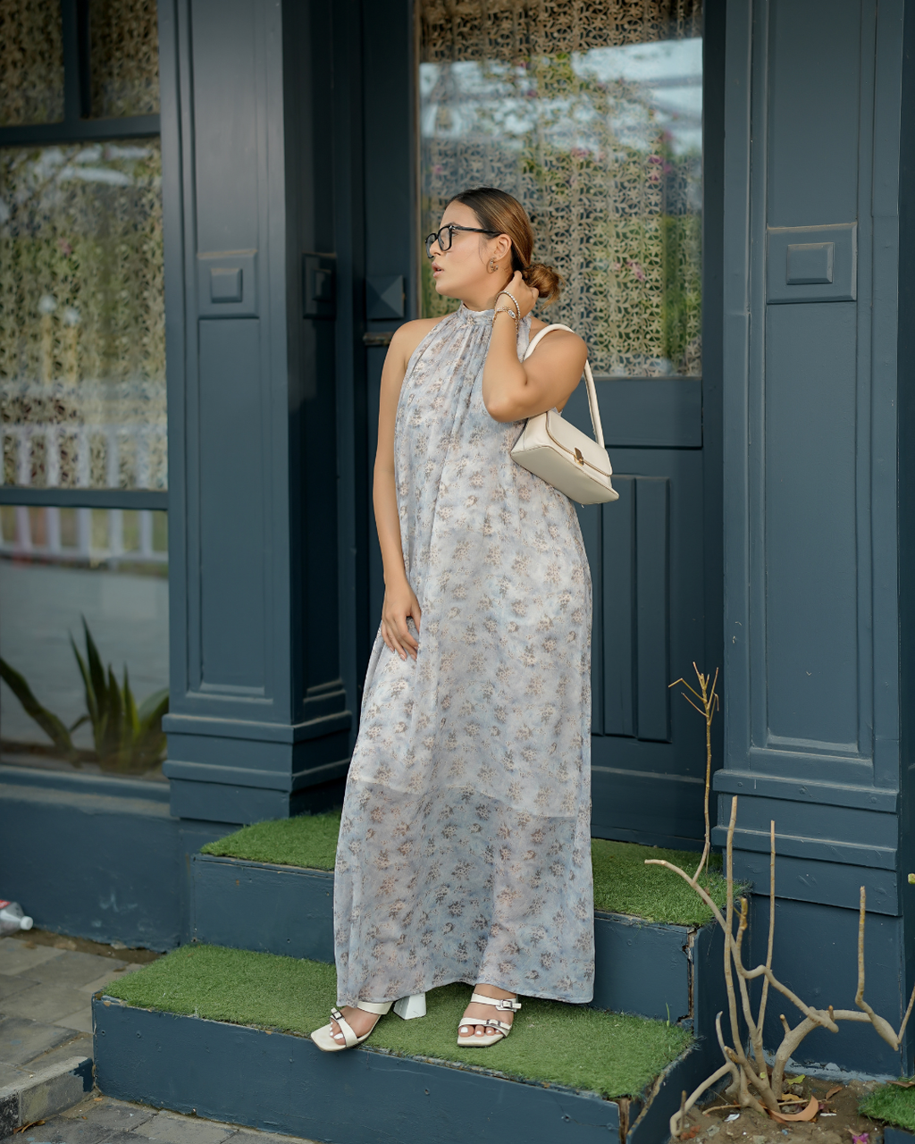 Ethereal Bloom Halter Maxi Dress