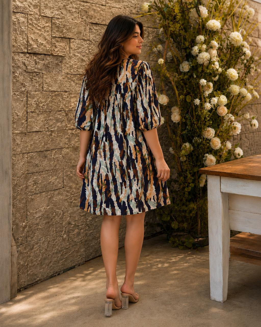 Earthtone Brushstroke Oversized Comfy Dress