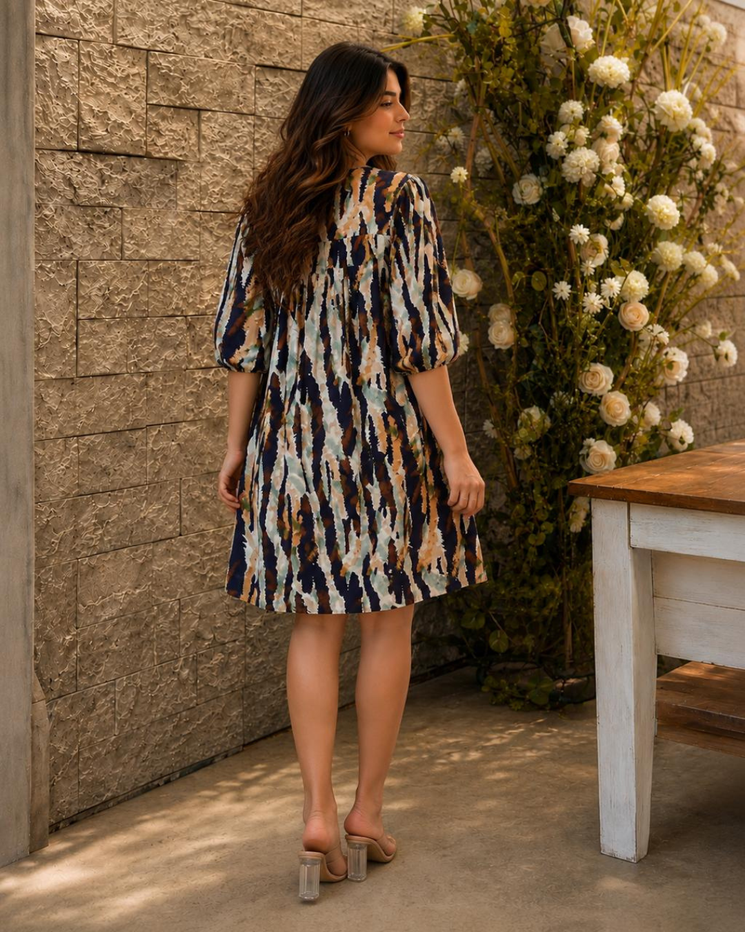 Earthtone Brushstroke Oversized Comfy Dress