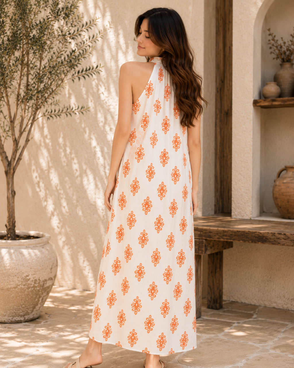 Ivory Bloom Halter Maxi Dress